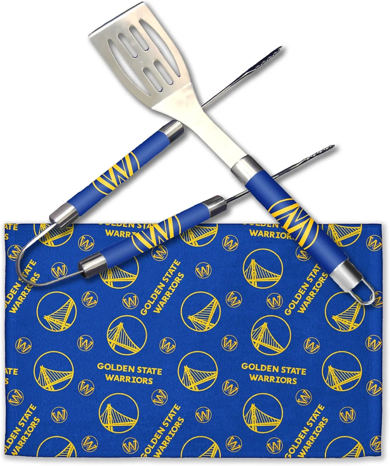 NORTHWEST NBA 3 Piece BBQ Grill Set - Spatula, Tongs and Towel, Scatter Print