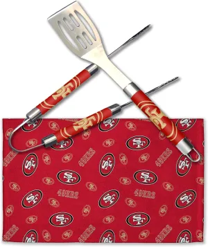 NORTHWEST NFL 3 Piece Team Color and Logo BBQ Grill Set: Spatula, Tongs, and Towel