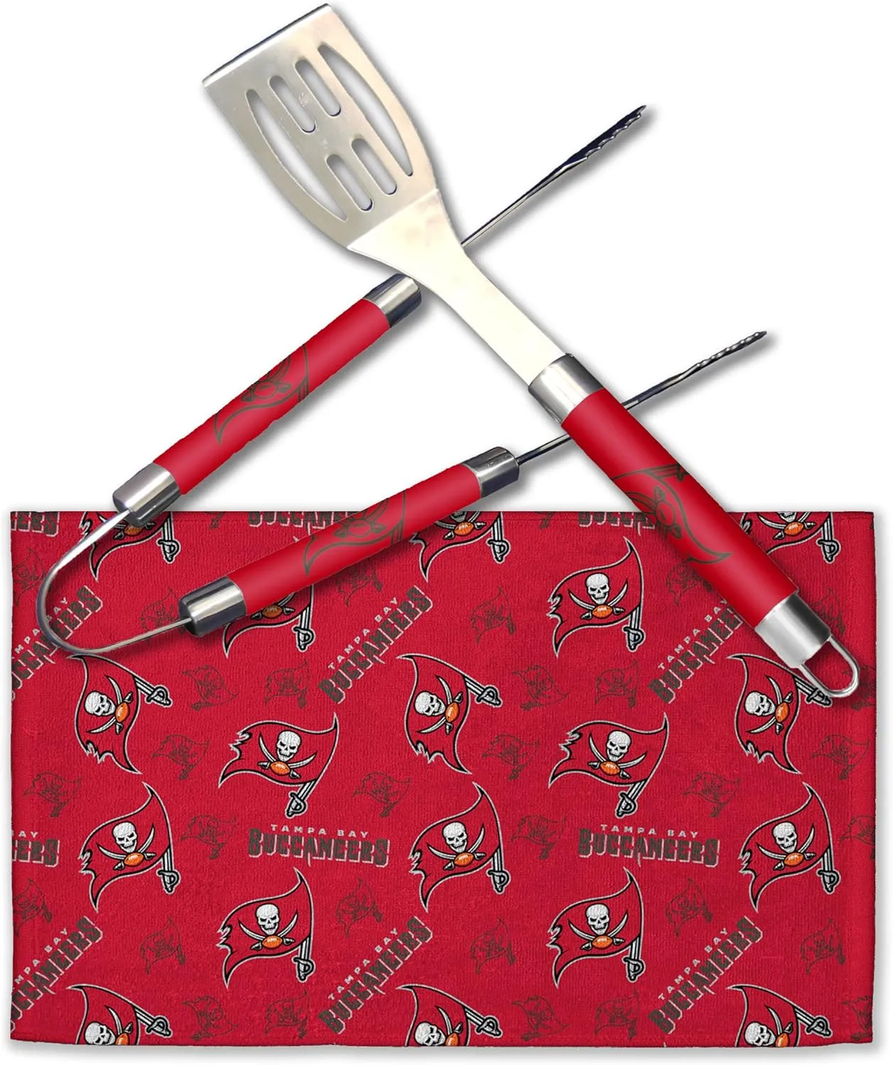 NORTHWEST NFL 3 Piece Team Color and Logo BBQ Grill Set: Spatula, Tongs, and Towel