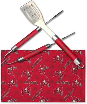NORTHWEST NFL 3 Piece Team Color and Logo BBQ Grill Set: Spatula, Tongs, and Towel