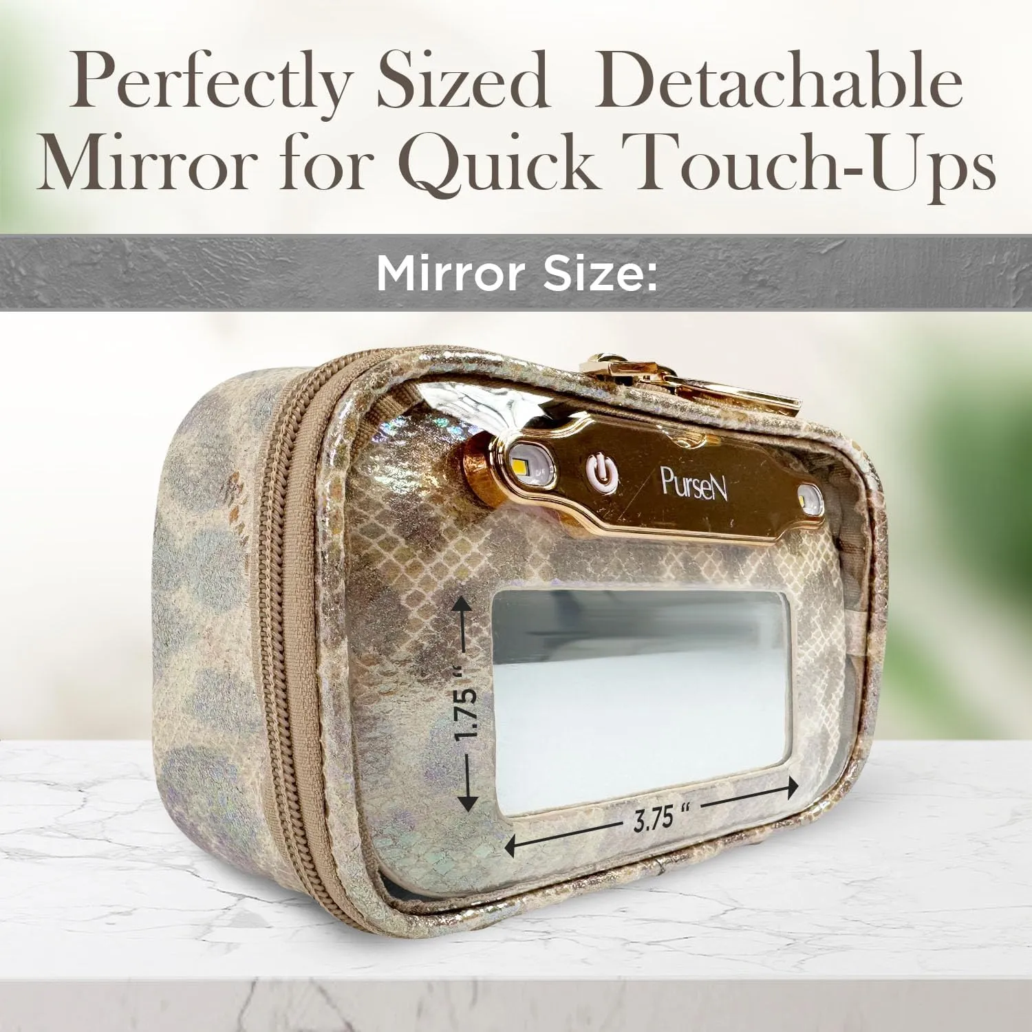 OFT 2024 LITTMINI Lighted Mirror Case - Small Makeup Bag with Detachable Mirror & Multiple Pouches for Organization - Vegan Leather, Mini Makeup Bag Ideal for Travel & Everyday Essentials (Leopard)