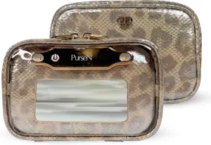 OFT 2024 LITTMINI Lighted Mirror Case - Small Makeup Bag with Detachable Mirror & Multiple Pouches for Organization - Vegan Leather, Mini Makeup Bag Ideal for Travel & Everyday Essentials (Leopard)