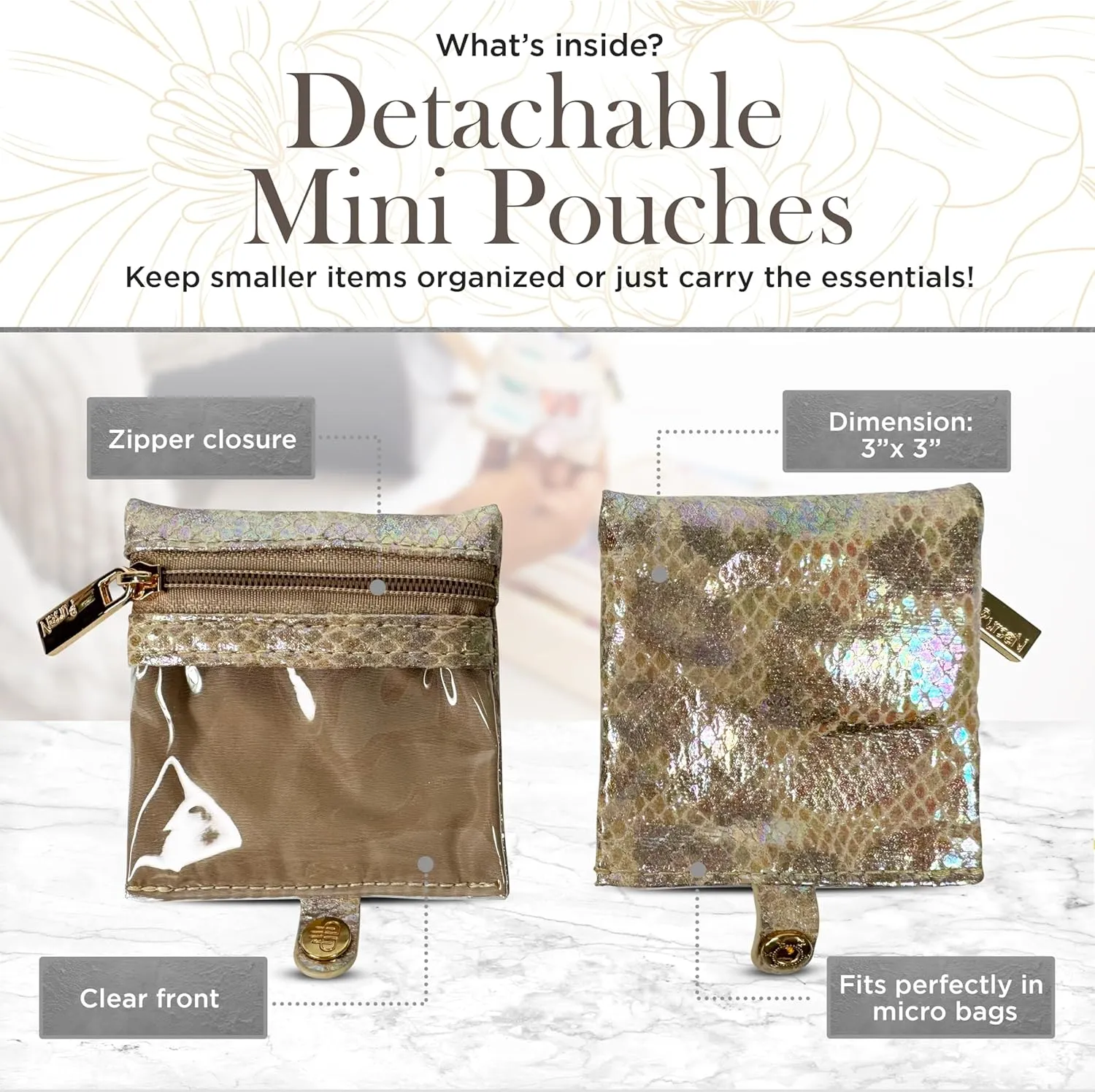 OFT 2024 LITTMINI Lighted Mirror Case - Small Makeup Bag with Detachable Mirror & Multiple Pouches for Organization - Vegan Leather, Mini Makeup Bag Ideal for Travel & Everyday Essentials (Leopard)