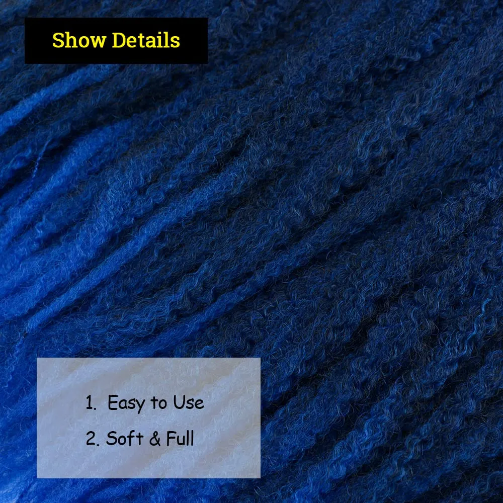 Ombre Blue Marley Twist Braiding Hair Afro Marley Braids Synthetic 18inch Long Kinky Curly for Box Braiding Hair Faux Goddess Locs Cuabn Twists Hair Extensions 3Pcs(1B-Blue#)