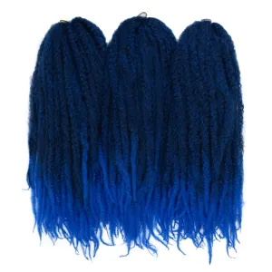 Ombre Blue Marley Twist Braiding Hair Afro Marley Braids Synthetic 18inch Long Kinky Curly for Box Braiding Hair Faux Goddess Locs Cuabn Twists Hair Extensions 3Pcs(1B-Blue#)