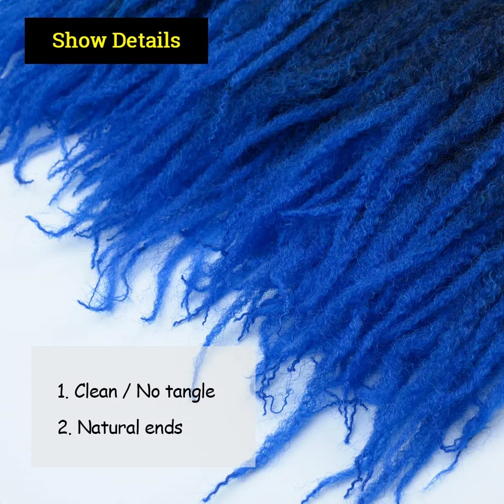 Ombre Blue Marley Twist Braiding Hair Afro Marley Braids Synthetic 18inch Long Kinky Curly for Box Braiding Hair Faux Goddess Locs Cuabn Twists Hair Extensions 3Pcs(1B-Blue#)