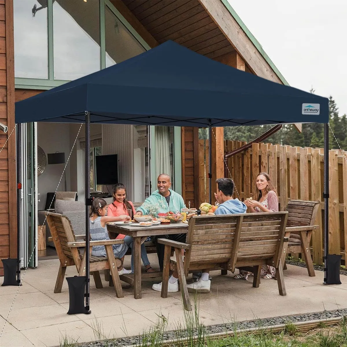 Ontheway 10' x 10' Replacement Canopy Top for Pop Up Tent, Instant Canopy Top Cover, Bonus 4PC Pack Canopy Weight Bag (Navy Blue)