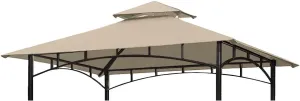 ONTHEWAY 5FT x 8FT Double Tiered Replacement Canopy Grill BBQ Gazebo Roof Top, for Gazebo Model L-GZ238PST-11 Only