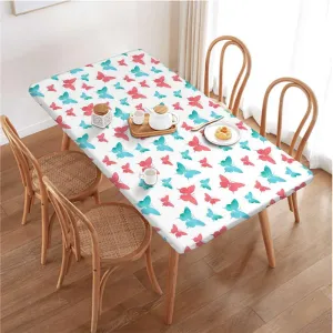 OOzie Fuchsia Green Tablecloth for Folding Table Watercolor Colored Wings Animal Elastic Edged Table Cover for Farm Kitchen Dining Picnic Coffee Patio Decor Colorful Fits up 5 Foot Tables