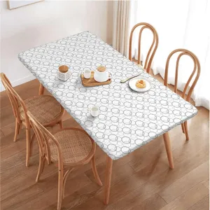 OOzie Grey White Folding Table Cover Various Sized Balls Spiral Circular Retro Rectangle Table Cover for Outdoor Picnic Camping Parties Abstract Fits up 5 Foot Tables