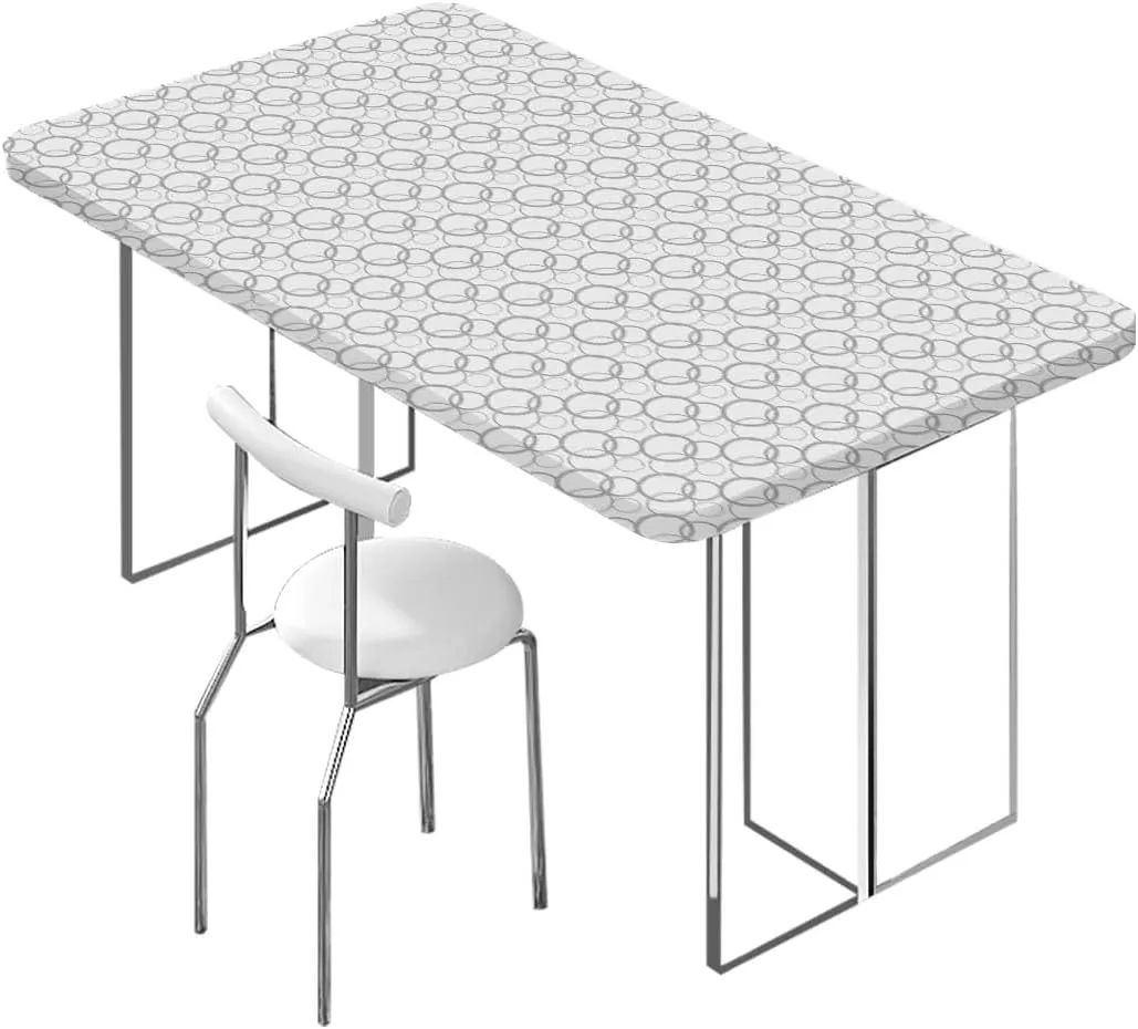 OOzie Grey White Folding Table Cover Various Sized Balls Spiral Circular Retro Rectangle Table Cover for Outdoor Picnic Camping Parties Abstract Fits up 5 Foot Tables