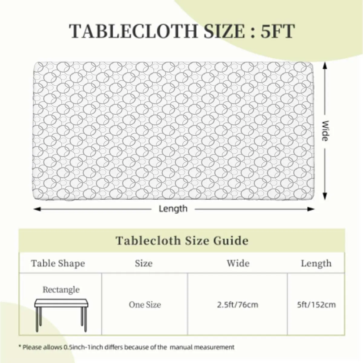OOzie Grey White Folding Table Cover Various Sized Balls Spiral Circular Retro Rectangle Table Cover for Outdoor Picnic Camping Parties Abstract Fits up 5 Foot Tables