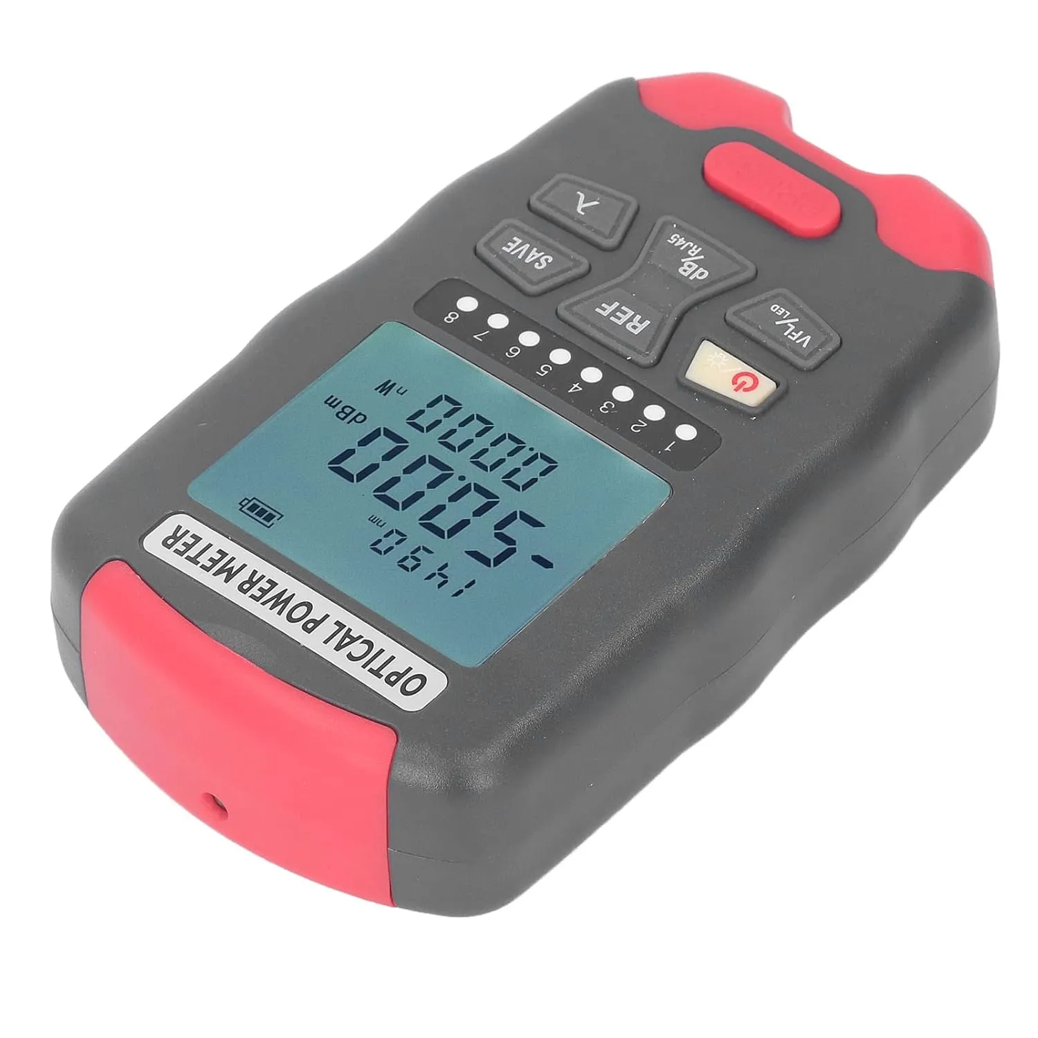 Optical Fiber Power Meter, Portable Fibre Optic Tester with LED Light, Professional Network Cable Tester for Communication Engineering, Broad Testing Capabilities, Multiple (‑50 to  26dBm)