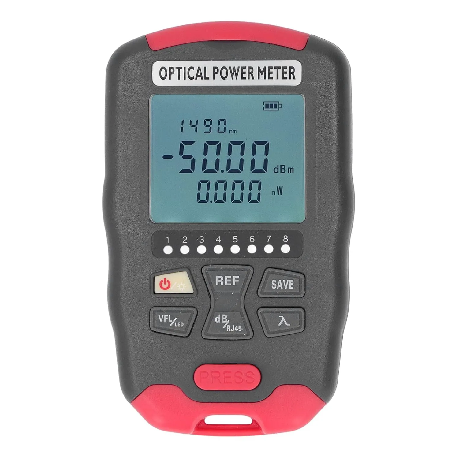 Optical Fiber Power Meter, Portable Fibre Optic Tester with LED Light, Professional Network Cable Tester for Communication Engineering, Broad Testing Capabilities, Multiple (‑50 to  26dBm)