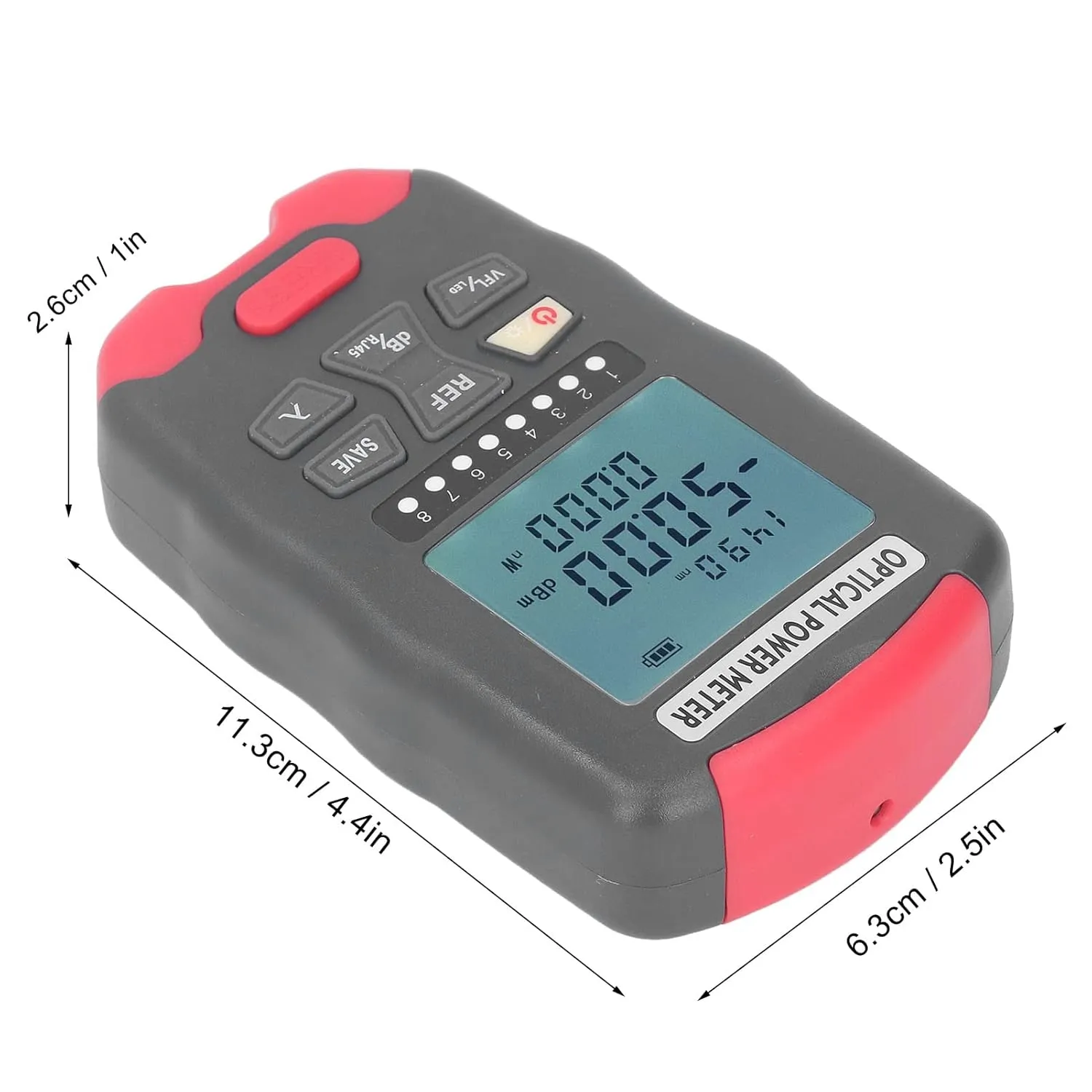 Optical Fiber Power Meter, Portable Fibre Optic Tester with LED Light, Professional Network Cable Tester for Communication Engineering, Broad Testing Capabilities, Multiple (‑50 to  26dBm)