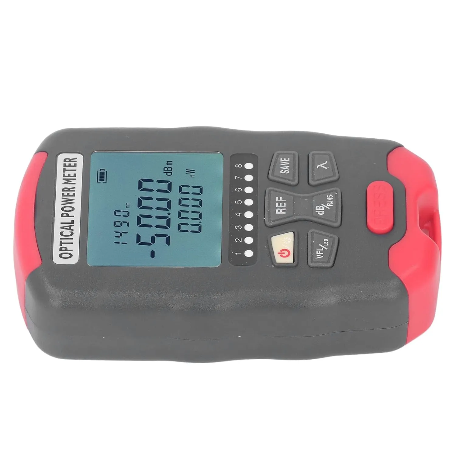 Optical Fiber Power Meter, Portable Fibre Optic Tester with LED Light, Professional Network Cable Tester for Communication Engineering, Broad Testing Capabilities, Multiple (‑50 to  26dBm)