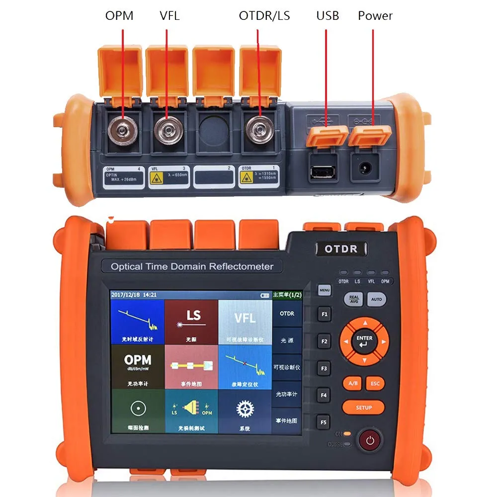Optical Time Domain Reflectometer Optic Fiber OTDR Tester Built-in VFL OPM OLS Event Map OLT (Optical Loss Test) Functions Connector (YD-5600-UPC)