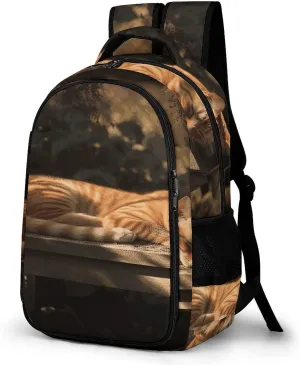 Orange Cat Sleeping Travel Backpack Adjustable Computer Bag Casual Travel Daypack Satchel Backpack Unisex
