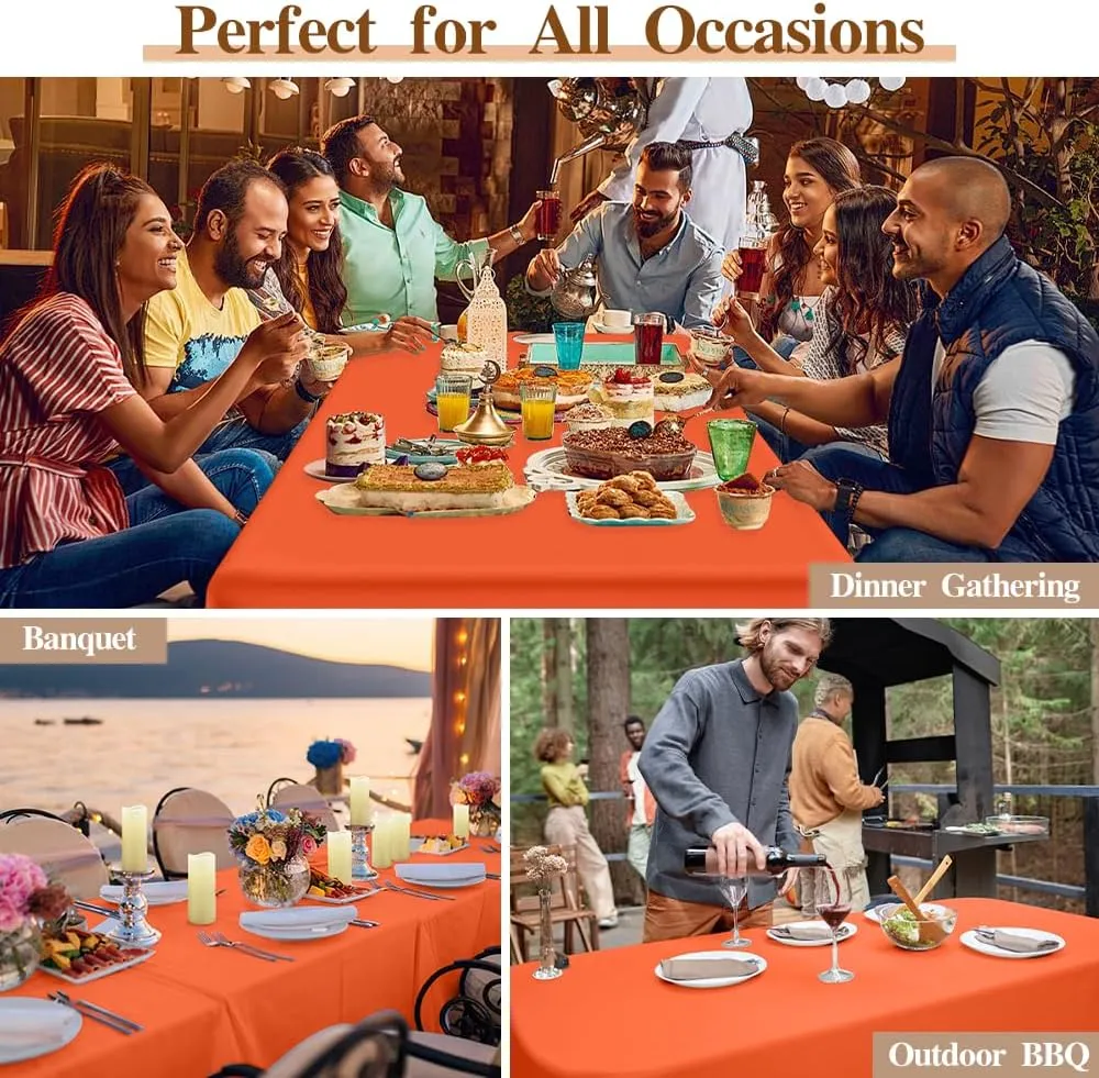 Orange Tablecloths Rectangular 54"x108" Premium 12 Pack Orange Plastic Tablecloth Fitted Tablecloths for 8 Foot Rectangle Tables Table Cover Rectangle Fall Thanksgiving Tablecloth