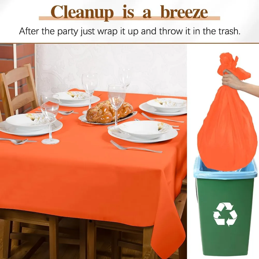Orange Tablecloths Rectangular 54"x108" Premium 12 Pack Orange Plastic Tablecloth Fitted Tablecloths for 8 Foot Rectangle Tables Table Cover Rectangle Fall Thanksgiving Tablecloth