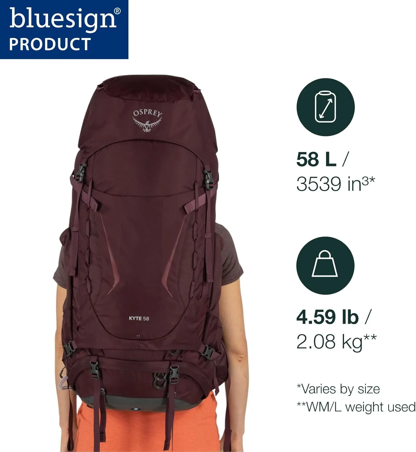 Osprey Kyte 58L Women's Backpacking Backpack with Hipbelt