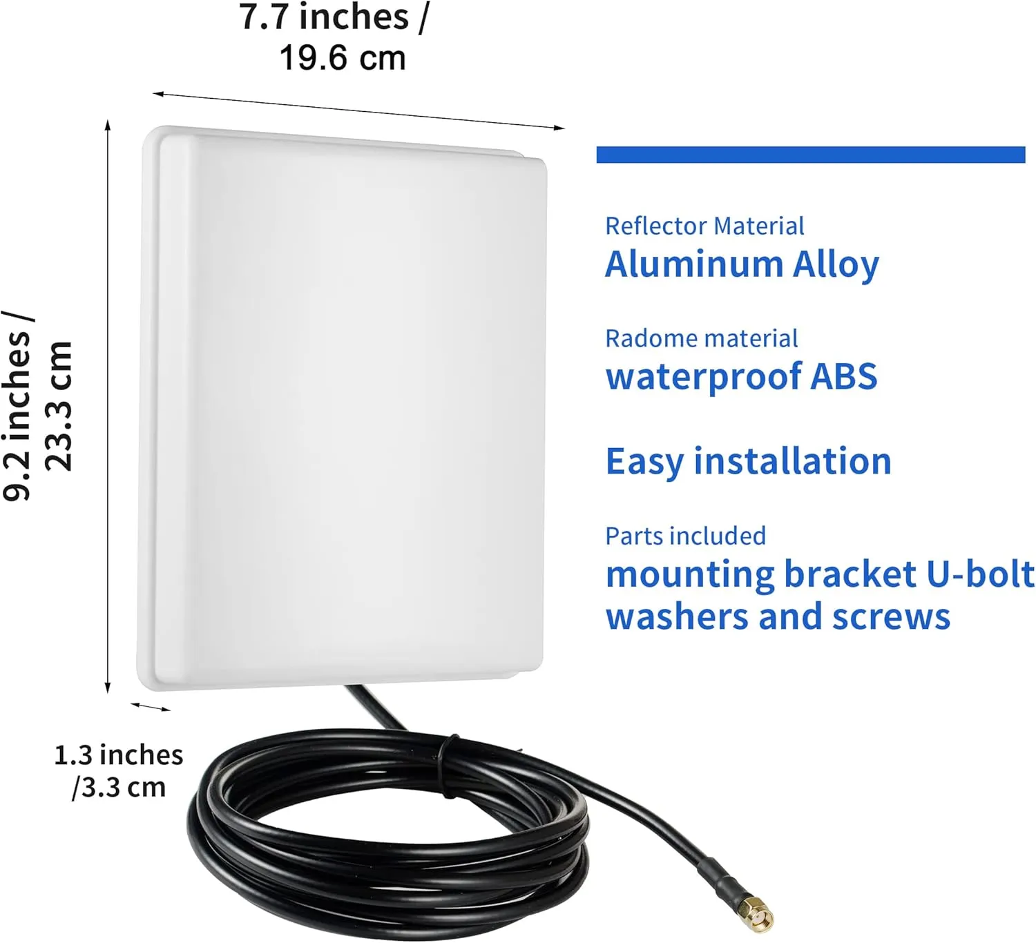 Outdoor 15dBi Dual Band WiFi 2.4GHz 5GHz 5.8GHz Long-Range Directional Panel Antenna with 10Ft Cable for WiFi Router Wireless Network Card Security IP Camera Video Surveillance Monitor, Eifagur