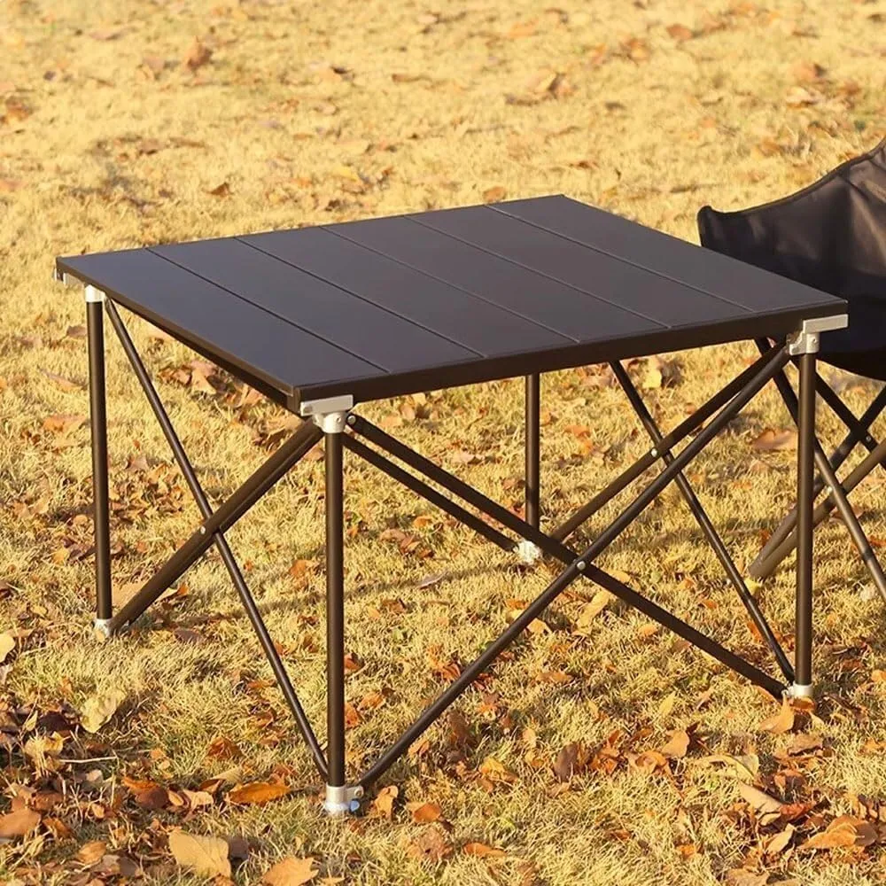 Outdoor Camping Folding Table Liftable Picnic Aluminum Alloy Table Suitable Extra Wide Tabletop Portable Ultralight Table for Picnic(Dark)