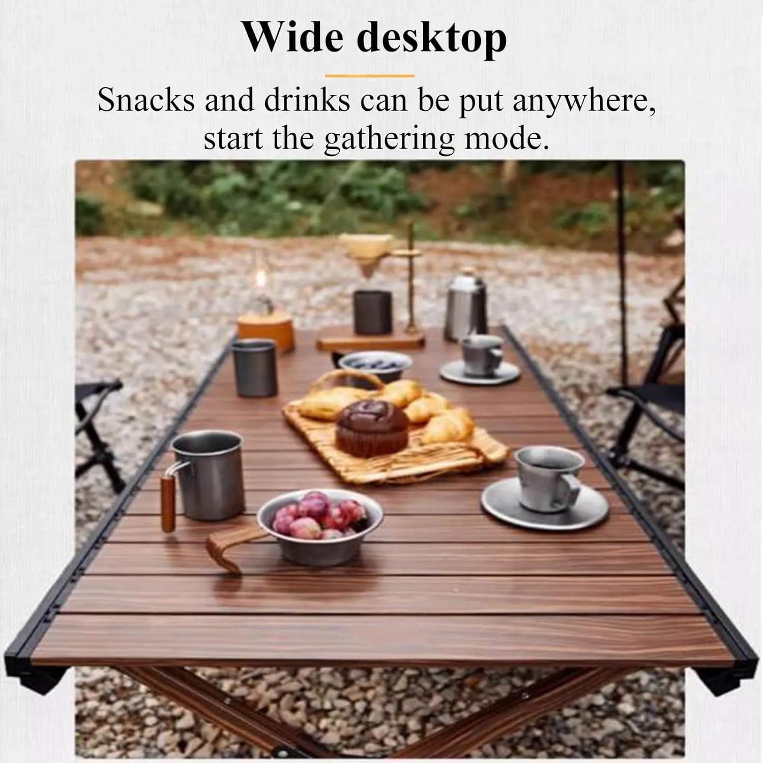 Outdoor Camping Table Aluminum Folding Camping Table Portable Picnic Table Compact Roll Up Desktop with Carry Bag for Camp