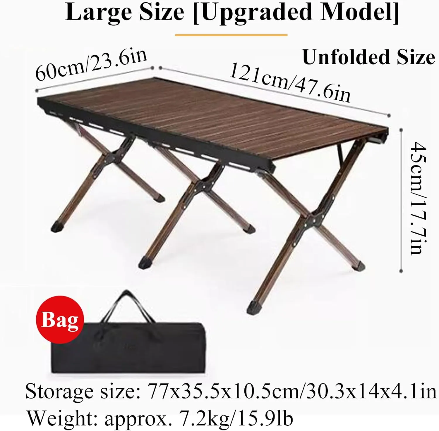 Outdoor Camping Table Aluminum Folding Camping Table Portable Picnic Table Compact Roll Up Desktop with Carry Bag for Camp