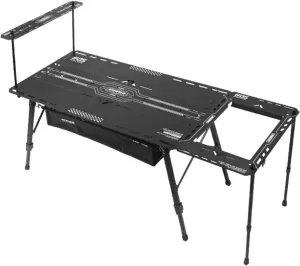 Outdoor Camping Table Picnic Table Multifunctional Aluminum Alloy Stable Adjustable Height Wide Desktop Folding for Courtyard, Black