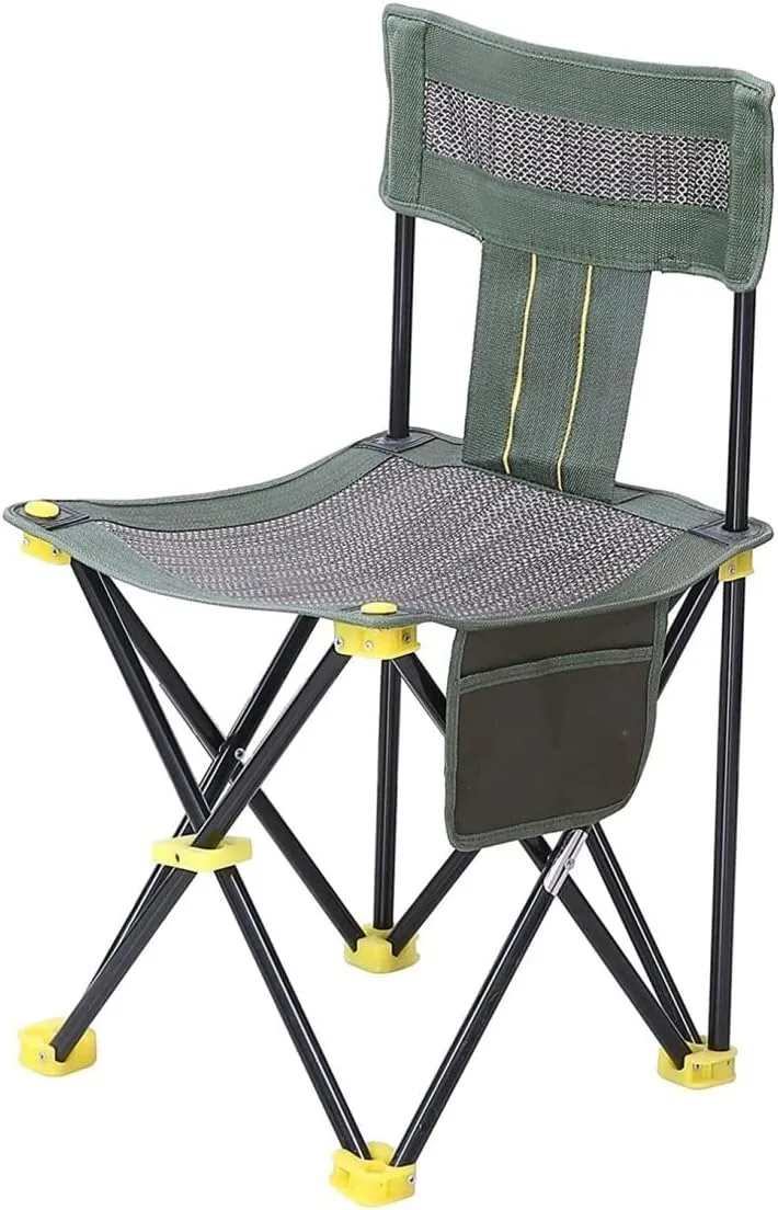 Outdoor Chair Folding Camping Chair Breathable Outdoor Mesh Chair Portable Beach Fishing Chair Folding Chair Stool with Side Pocket Portable Storage