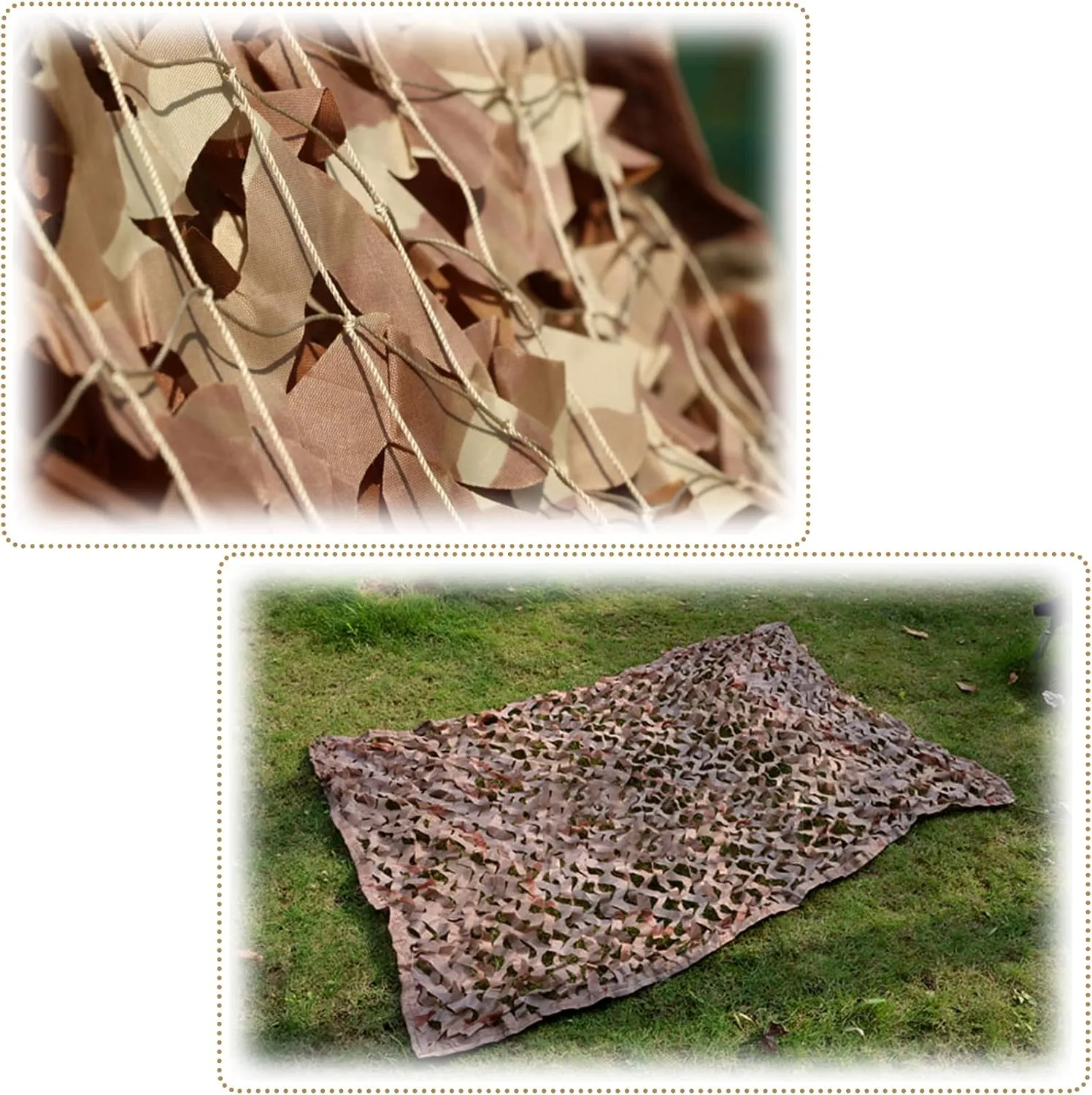 Outdoor Desert Camo Netting,Hunting Camouflage Net,Double Layer Army Blinds Nets,Multipurpose Sunshade Canopy,for Camping,Car Cover,Yard,Animal Observation,Shooting,Brown
