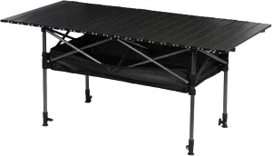 Outdoor Folding Camping Table, Ultralight Aluminum Alloy Roll Up Picnic Table with Storage Bag, Foldable Portable Table Height Adjustable for Beach, Fishing, BBQ, Hiking ( Color : Black , Size : 3FT )