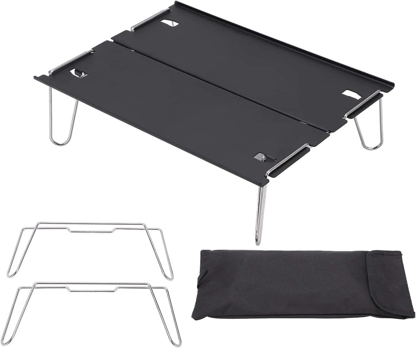 Outdoor Folding Table Made of Lightweight Aluminum Alloy, Portable and Compact for Backpacking, Camping, and Hiking, includes Carry Bag for Easy Storage and Transportation,