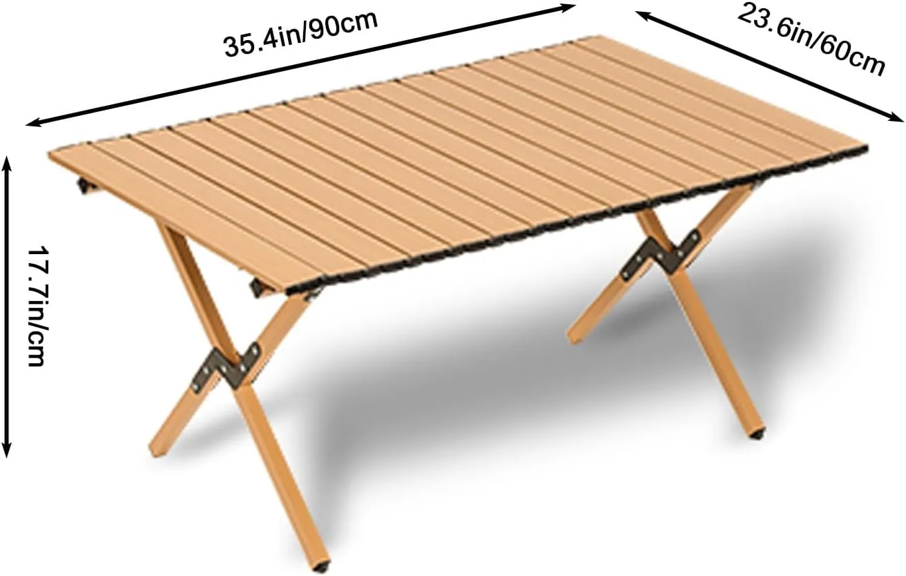 Outdoor Folding Table, Ultra-light Portable, Carbon Steel Roll Up Table, Camping Picnic Gear, Available In Four Sizes, Suitable For Outdoor Activities Barbecue And Dining, Suitable For 4-8 People(Waln