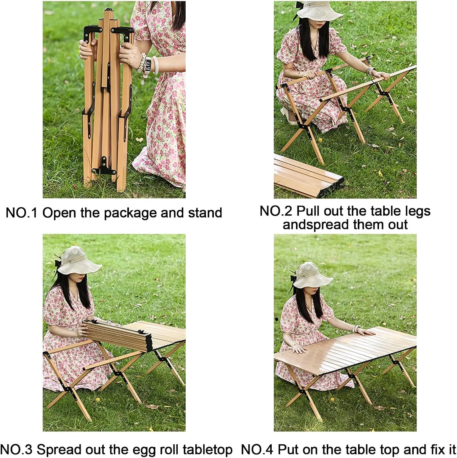 Outdoor Folding Table, Ultra-light Portable, Carbon Steel Roll Up Table, Camping Picnic Gear, Available In Four Sizes, Suitable For Outdoor Activities Barbecue And Dining, Suitable For 4-8 People(Waln