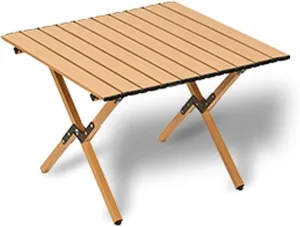 Outdoor Folding Table, Ultra-light Portable, Carbon Steel Roll Up Table, Camping Picnic Gear, Available In Four Sizes, Suitable For Outdoor Activities Barbecue And Dining, Suitable For 4-8 People(Wood