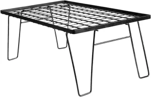 Outdoor Folding Table with Charcoal Grill Plate Portable Desk and Multifunctional Camping Rack Ideal Furniture for BBQ Beach Garden