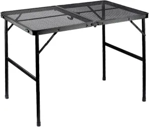Outdoor Folding Table with Mesh Layer Side Pocket Lightweight Aluminum Height Adjustable - Suitable for Camping Hiking Picnic Black