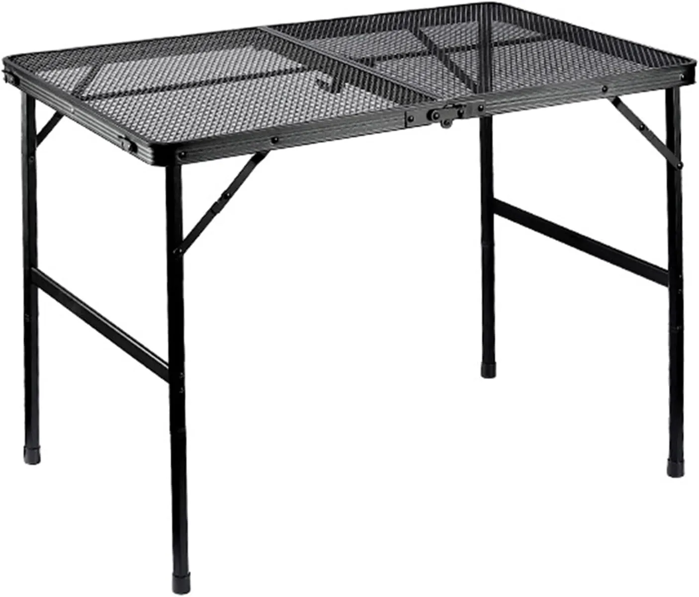 Outdoor Folding Table with Mesh Layer Side Pocket Lightweight Aluminum Height Adjustable - Suitable for Camping Hiking Picnic Black