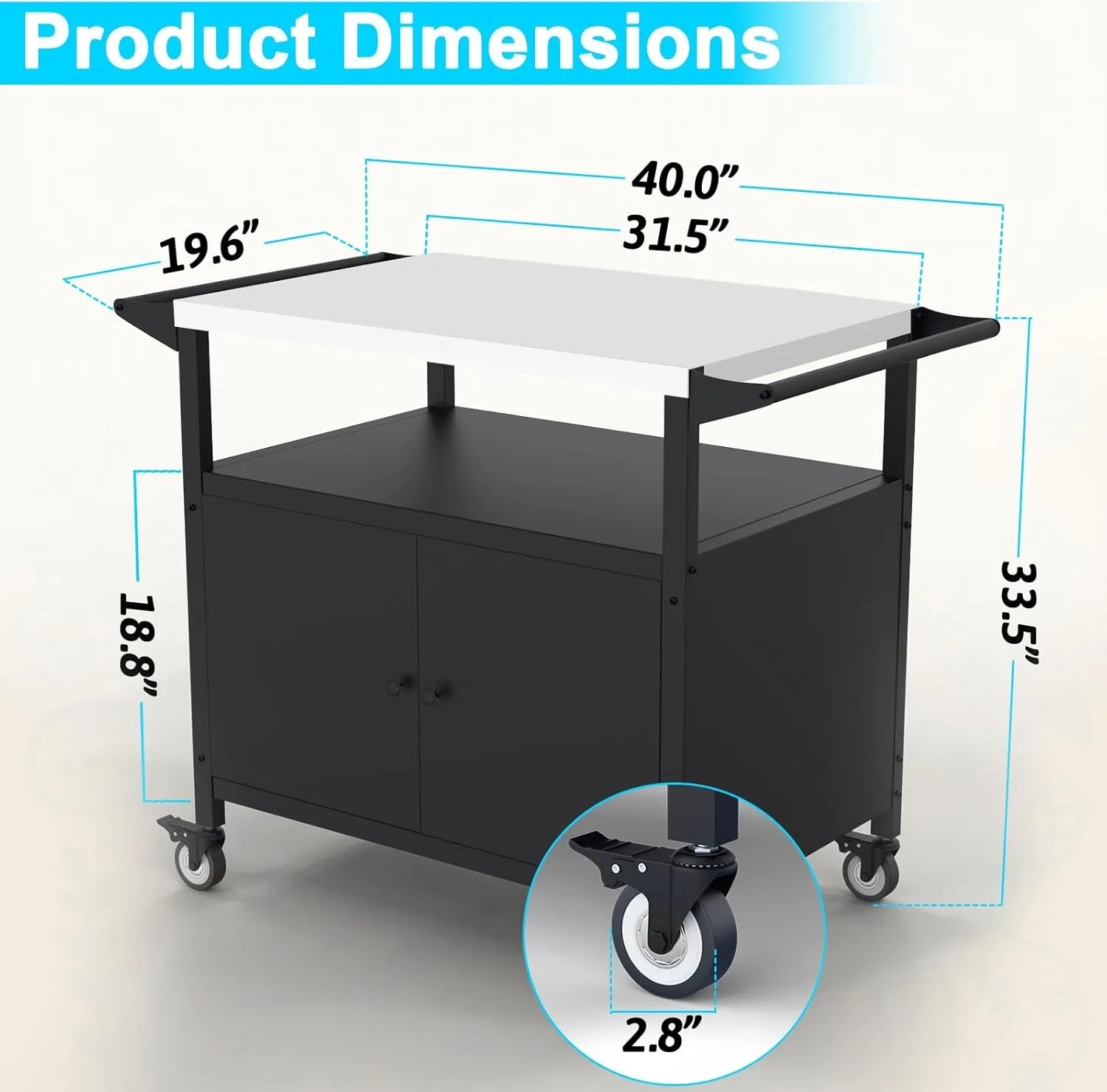 Outdoor Grill Table with Storage, Stainless Steel Grill Cart, Outdoor Kitchen Island Prep Stand Station,Blackstone Griddle Stand, BBQ Serving Cart Rolling Bar Cart with 4 Utensil Hooks