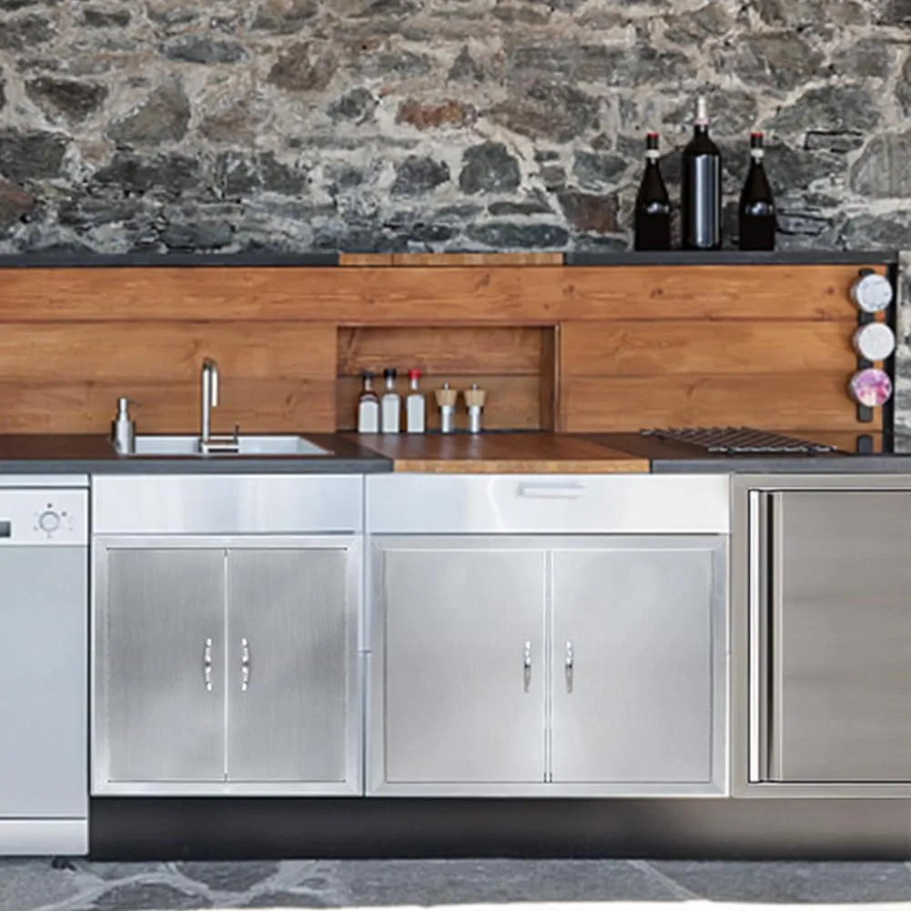 Outdoor Kitchen Doors 31W x 24H Inch, 304 Stainless Steel Access Doors, Double Wall Construction Vertical BBQ Doors for BBQ Island, Grilling Station, Outdoor Cabinet