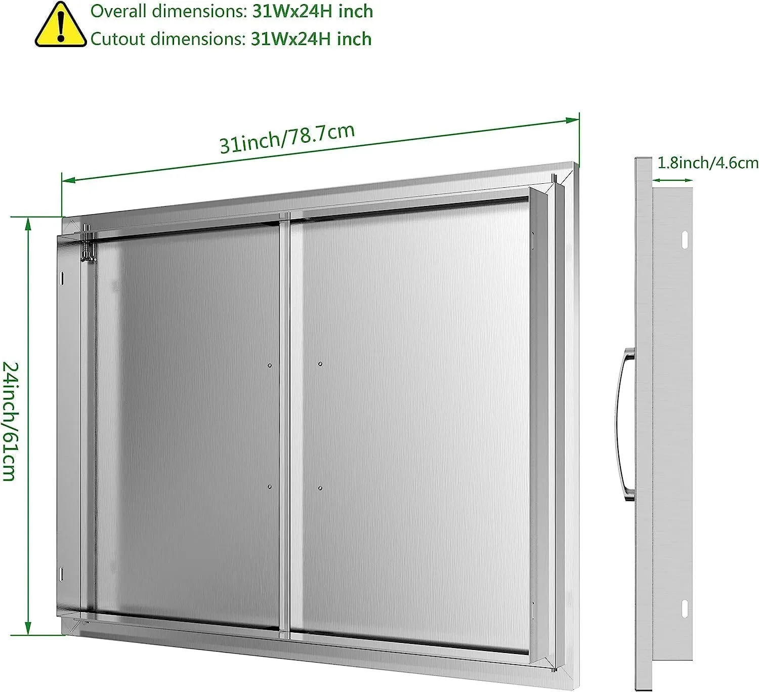 Outdoor Kitchen Doors - 31W x 24H Inch, Double BBQ Access Doors, 304 Stainless Steel for Outdoor Kitchen Cabinet Grill Station or BBQ Island