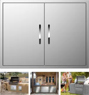 Outdoor Kitchen Doors - 31W x 24H Inch, Double BBQ Access Doors, 304 Stainless Steel for Outdoor Kitchen Cabinet Grill Station or BBQ Island