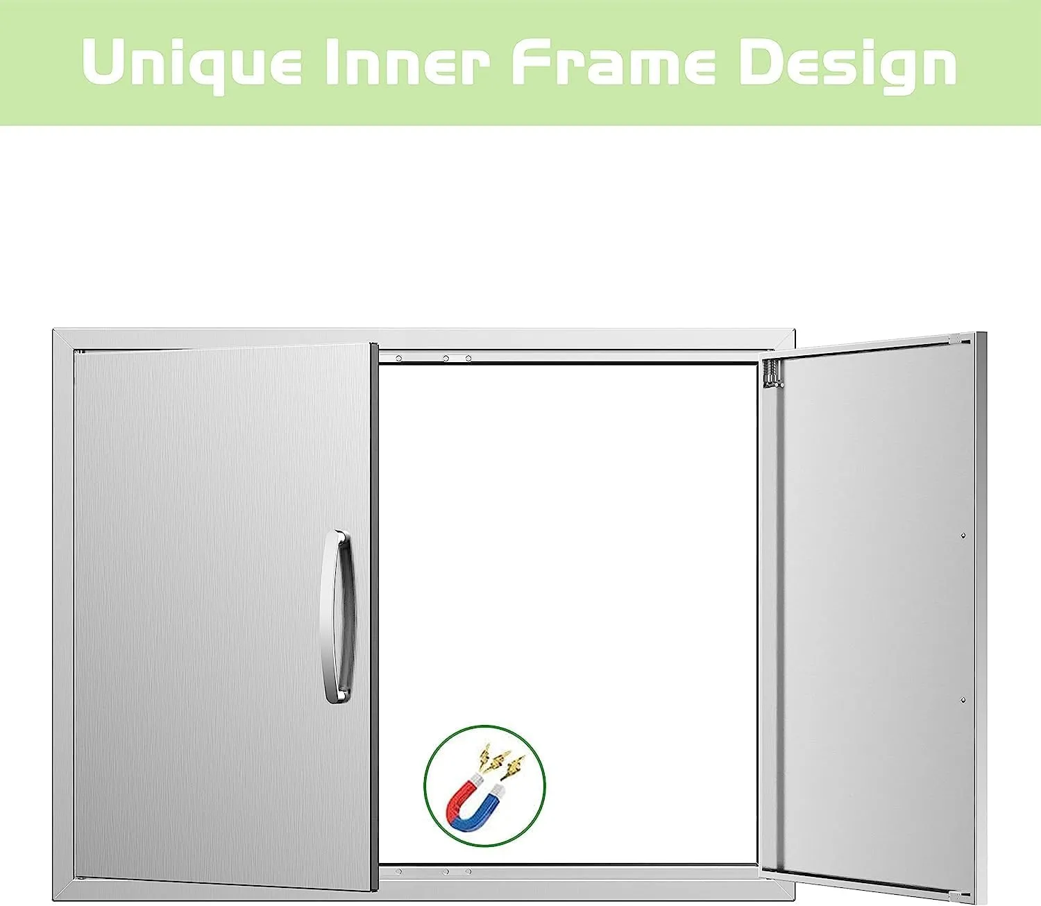 Outdoor Kitchen Doors - 31W x 24H Inch, Double BBQ Access Doors, 304 Stainless Steel for Outdoor Kitchen Cabinet Grill Station or BBQ Island