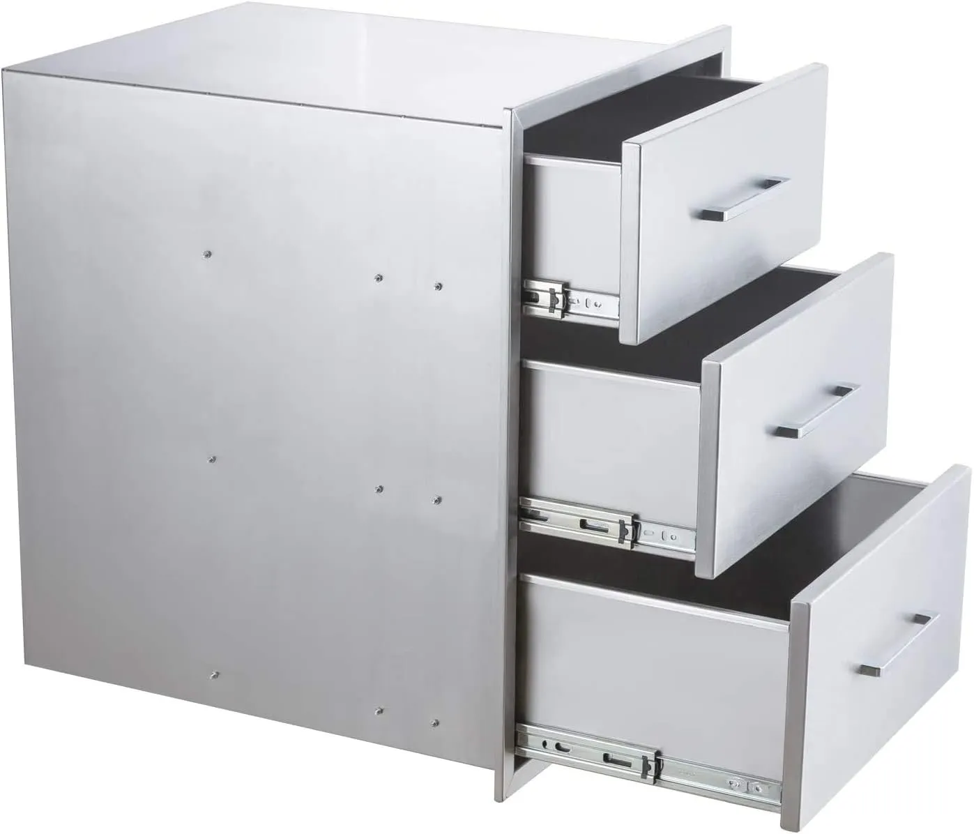 Outdoor Kitchen Drawers Stainless Steel 3-Drawer BBQ Drawer 14" W x 20.5" H x 23" D Enclosed Built-in Drawer Flush Mount for Outdoor Kitchens & BBQ Islands