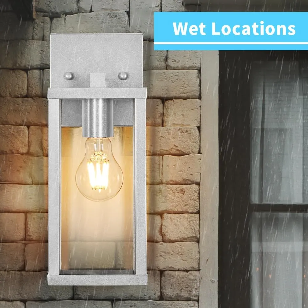 Outdoor Modern Wall Light Fixtures,Exterior Lighting Fixtures Wall Mount,Outside Porch Sconce Lights Waterproof,Wall Lamps for House,Patio,Front Door.Silver,2 Pack