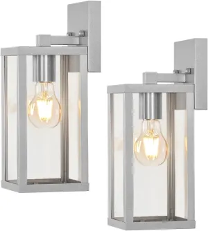Outdoor Modern Wall Light Fixtures,Exterior Lighting Fixtures Wall Mount,Outside Porch Sconce Lights Waterproof,Wall Lamps for House,Patio,Front Door.Silver,2 Pack