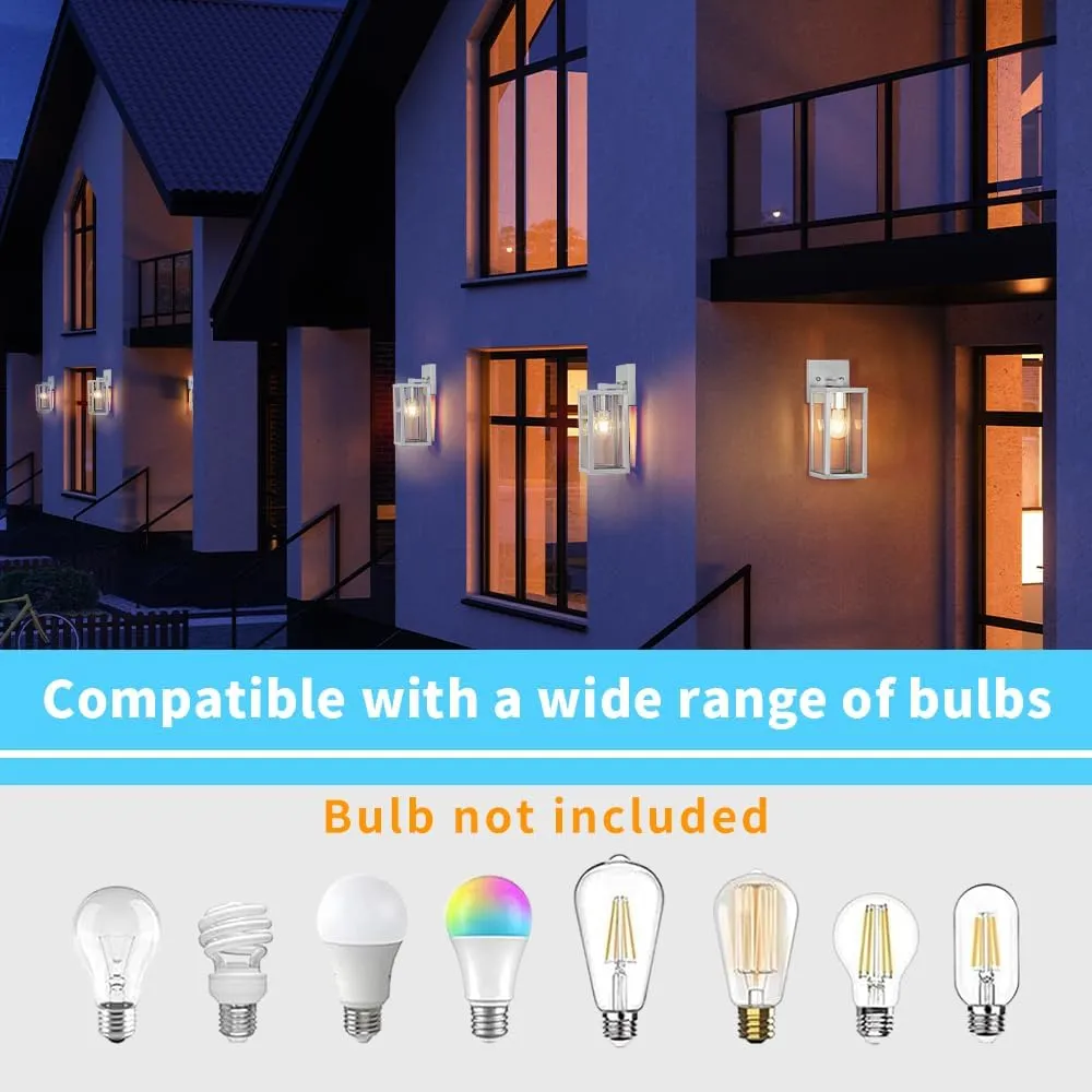 Outdoor Modern Wall Light Fixtures,Exterior Lighting Fixtures Wall Mount,Outside Porch Sconce Lights Waterproof,Wall Lamps for House,Patio,Front Door.Silver,2 Pack