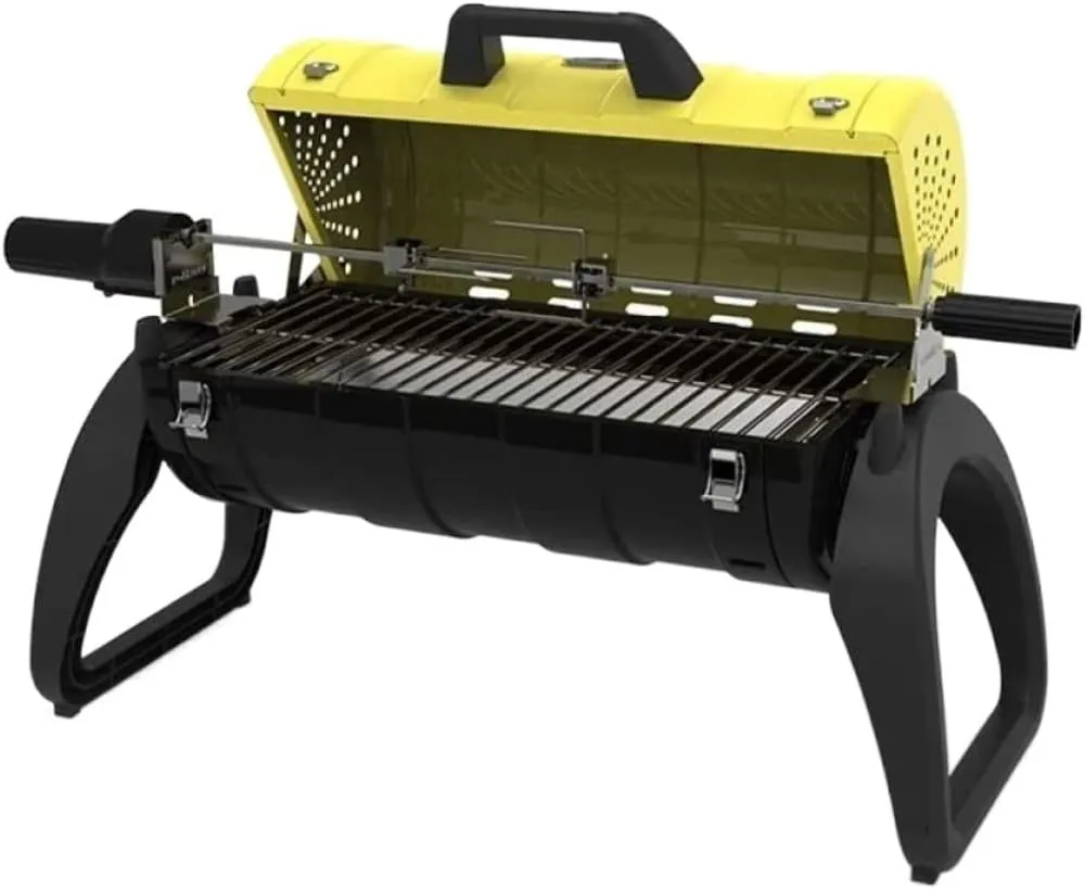 Outdoor Picnic Charcoal Grill Barbecue Portable BBQ Stainless Steel Folding BBQ Grill Camping Grill for Camping Cooking Outdoor Grill(Yellow)